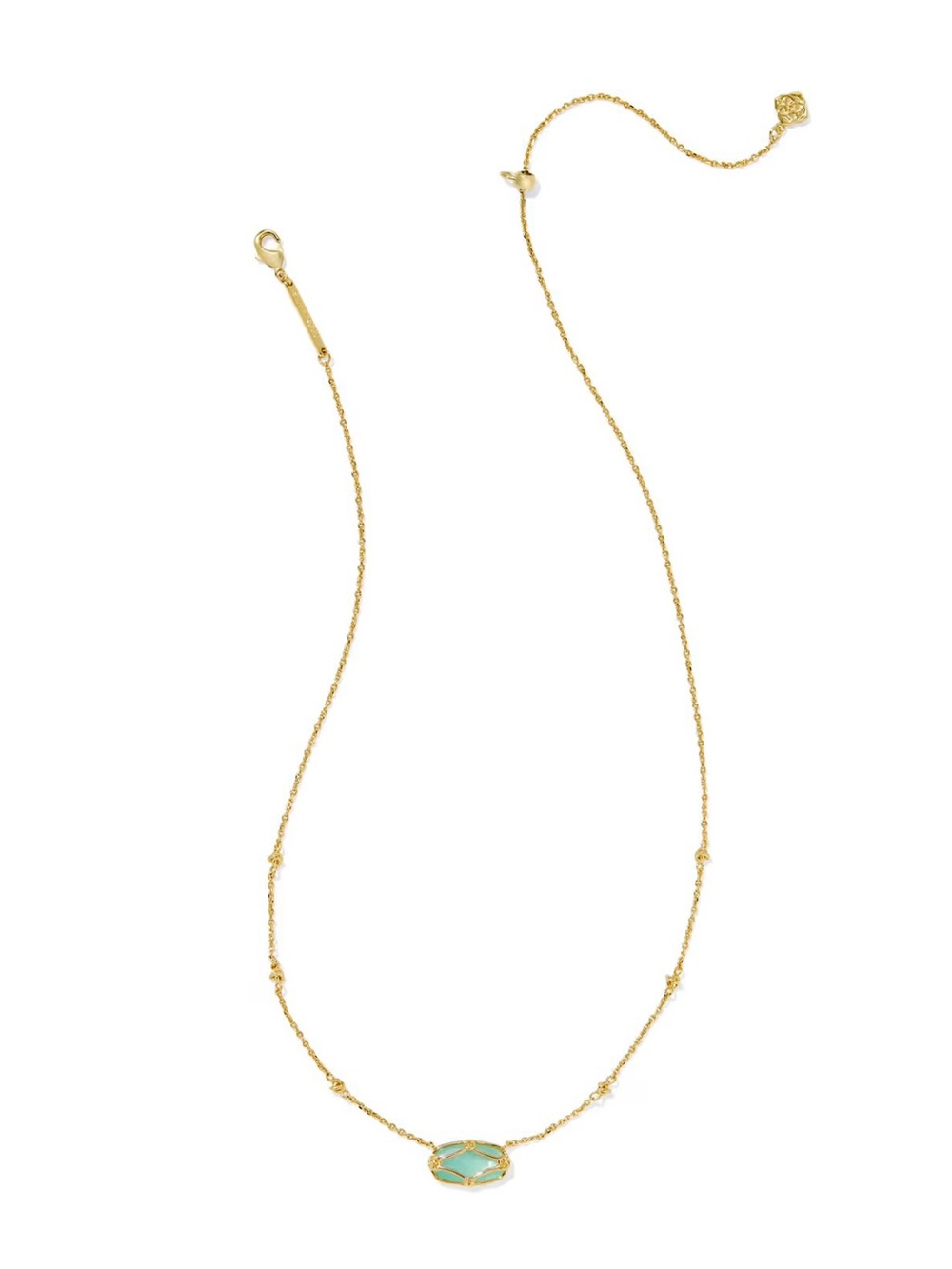 Kendra Scott Elisa Lattice Frame Gold Pendant in Light Green Mother-of-Pearl - Picture 2 of 4